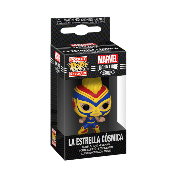 Marvel Lucha Libre: La Estrella Cósmica (Captain Marvel) Pocket Pop! Keychain